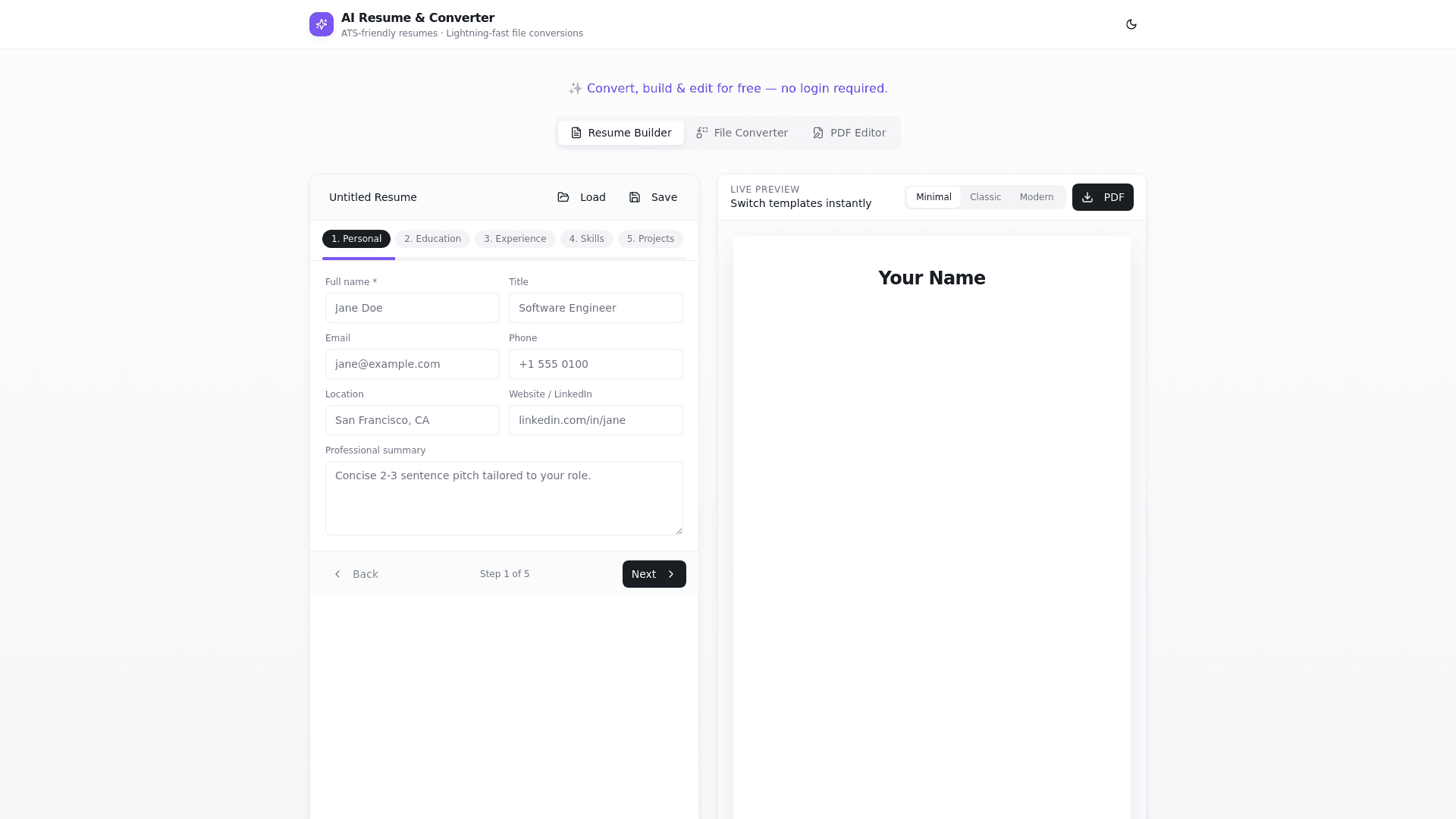 MakeYourDocs — Resumes, Quotations & PDF Tools preview 1