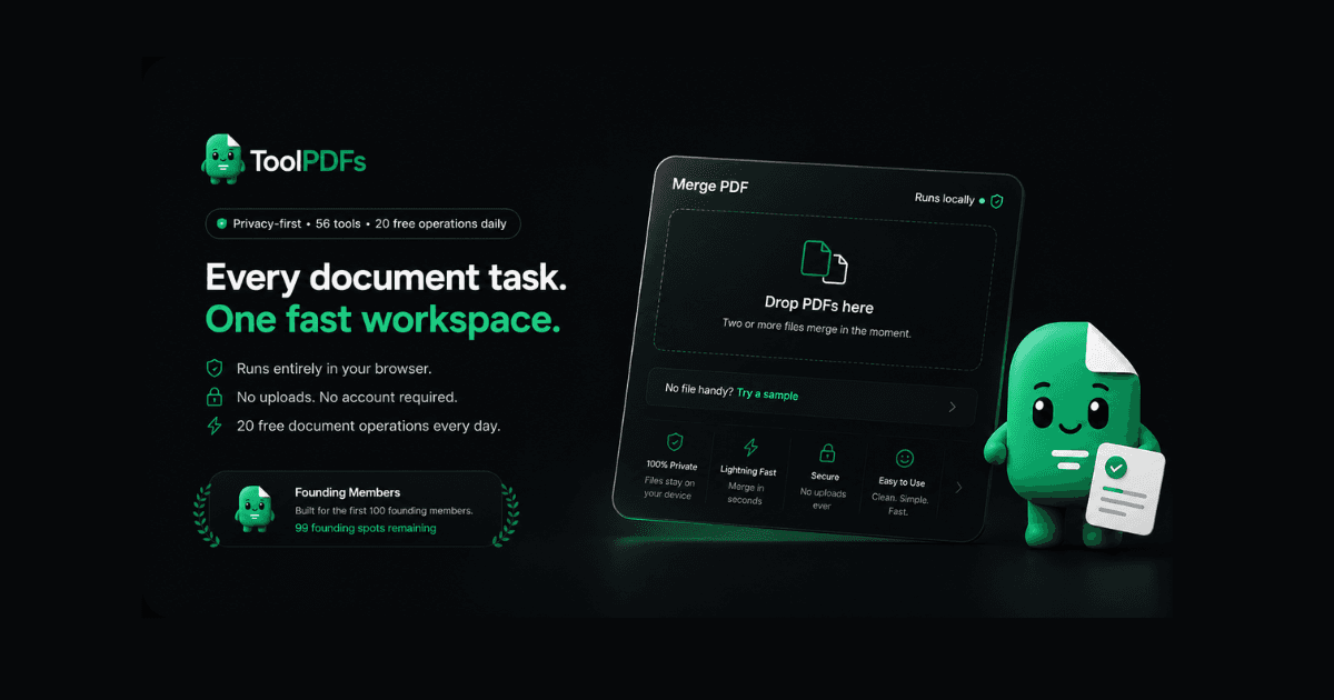 ToolPDFs. Every document task. One fast workspace. preview 1