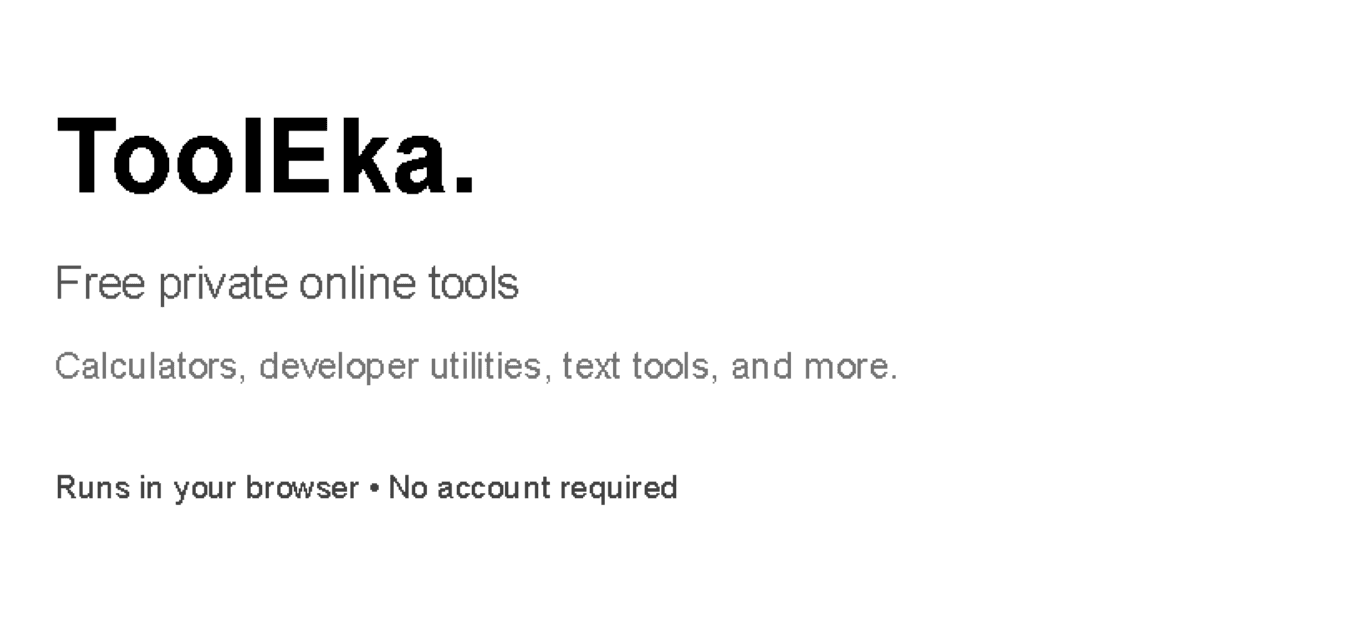 ToolEka — Free Browser-Based Tools for Everyone preview 1