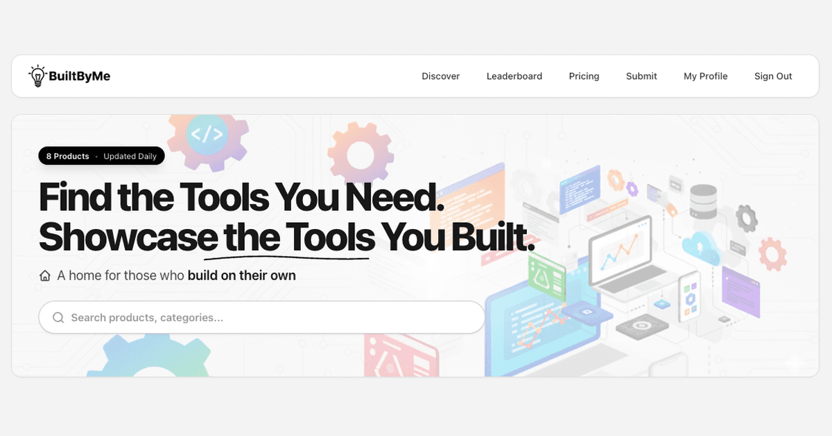 BuiltByMe - Discover Products Built by Indie Makers preview 1