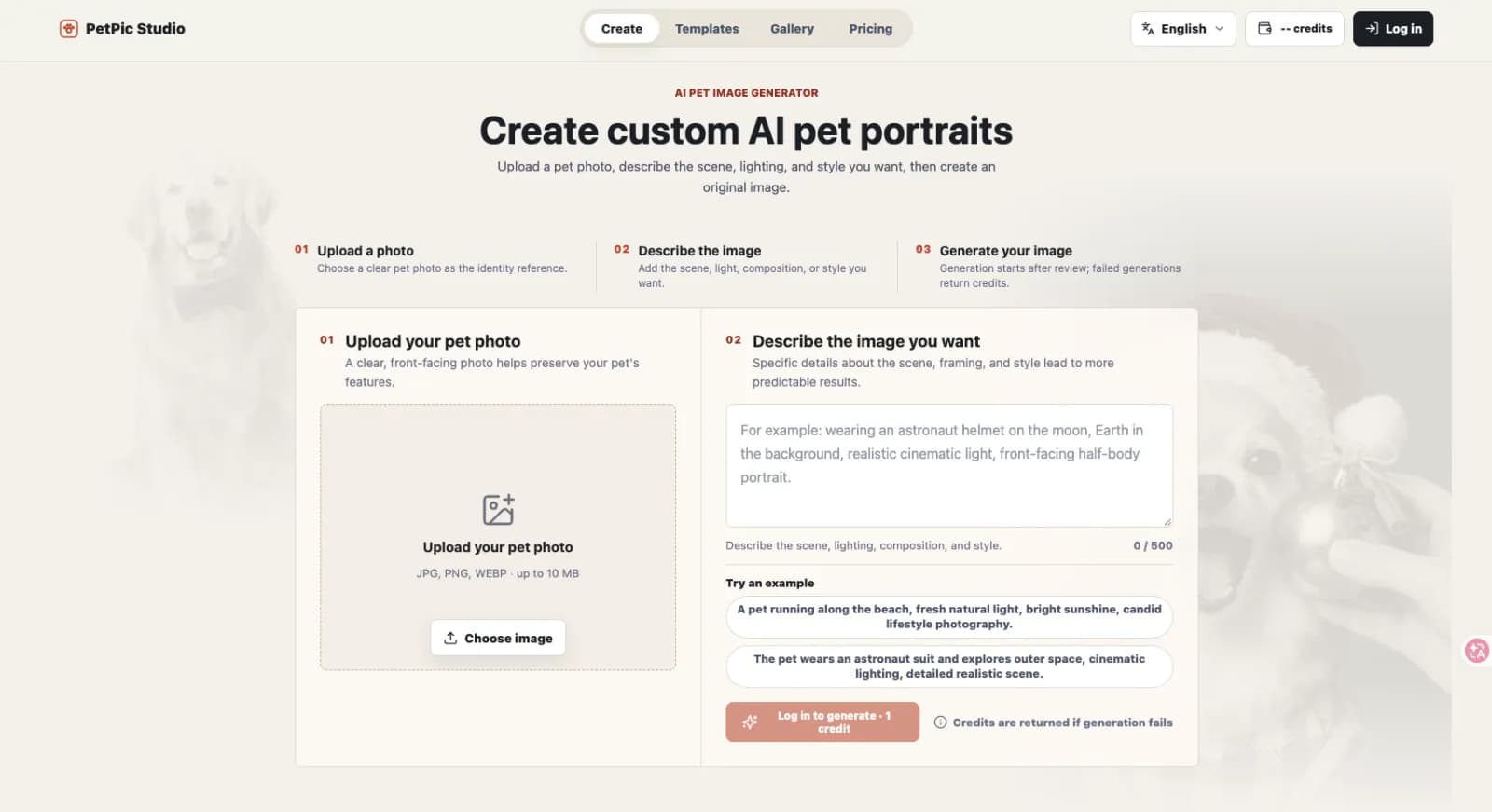 AI Pet Portrait Generator | PetPic Studio preview 1