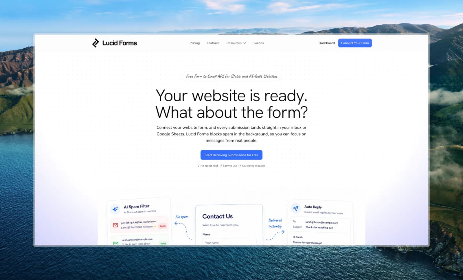 Free Form to Email API: Setup in 2 Minutes | LucidForms preview 2