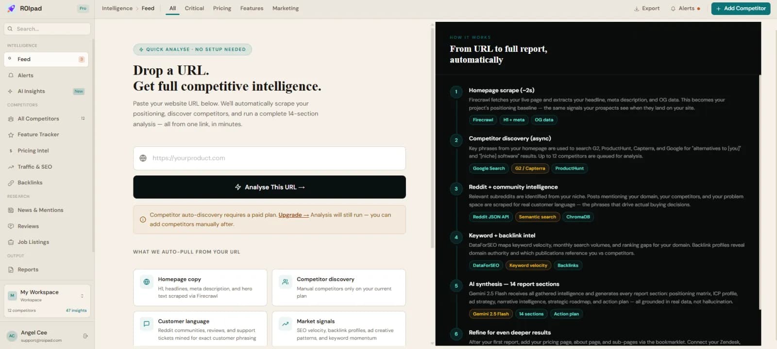 ROIpad | Competitive Positioning Intelligence preview 2