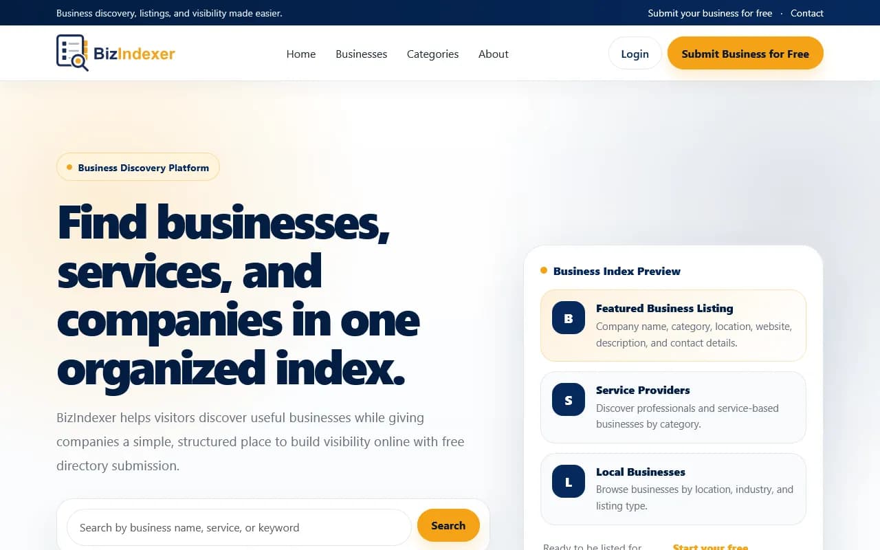 BizIndexer: Business Directory preview 1