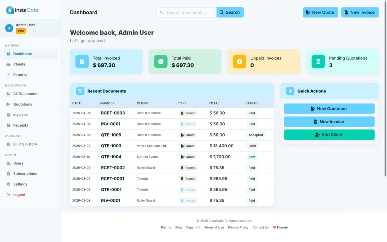 Free Invoice Maker – InstaQote preview 1