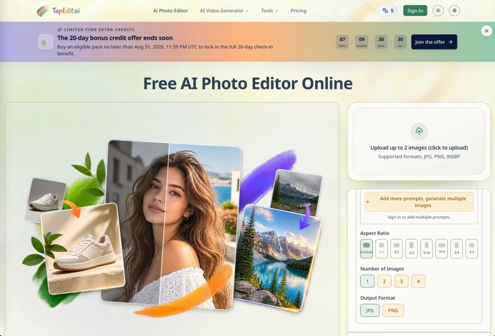 Free AI Photo Editor Online | AI Image Editor - TapEdit preview 1