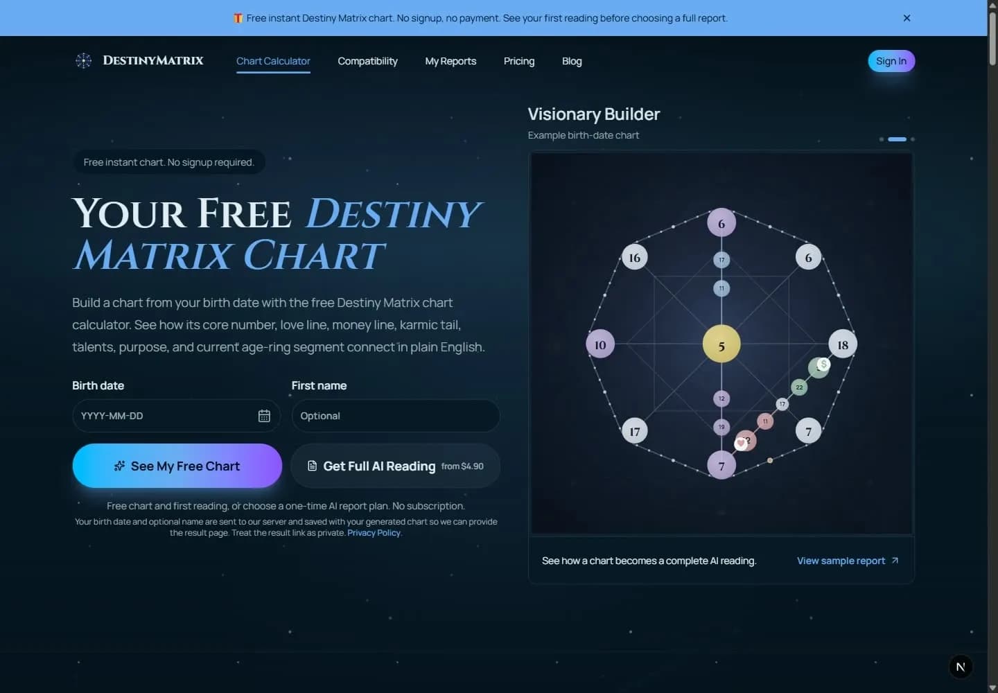 DestinyMatrix - Free Destiny Matrix Chart Calculator preview 2