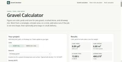 Gravel Calculator: Yards, Tons, Driveway & Pea Gravel
