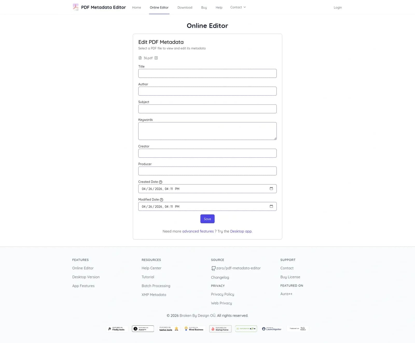 Pdf Metadata Editor preview 2