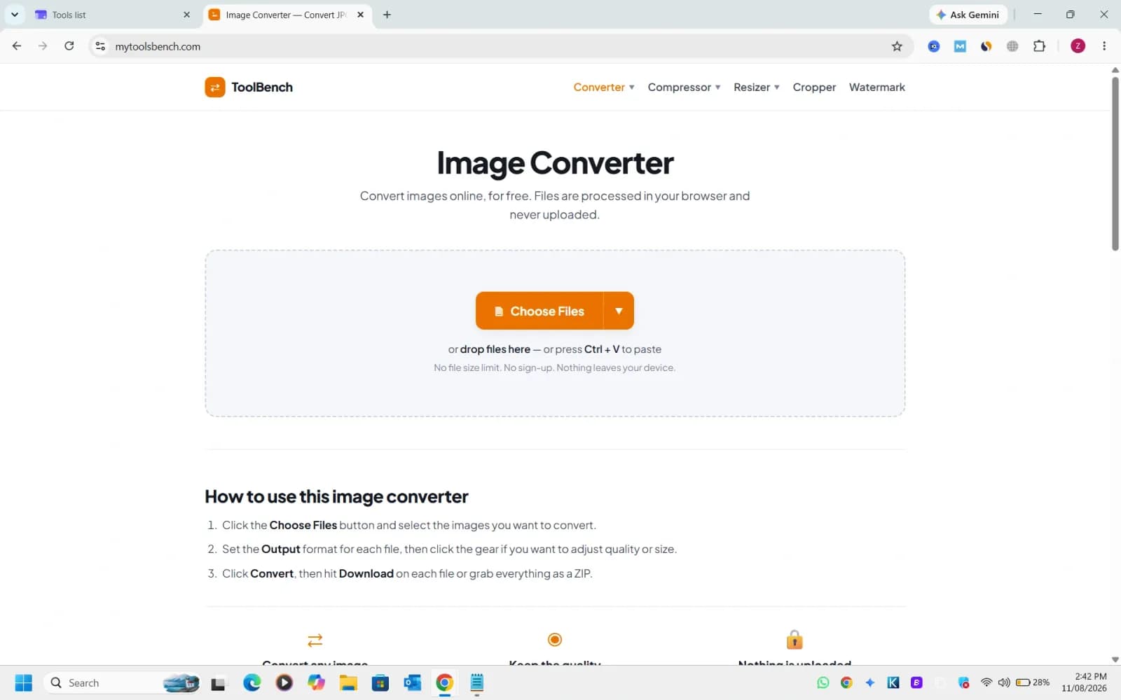 Image Converter — Convert JPG, PNG, WebP & AVIF Online Free preview 1