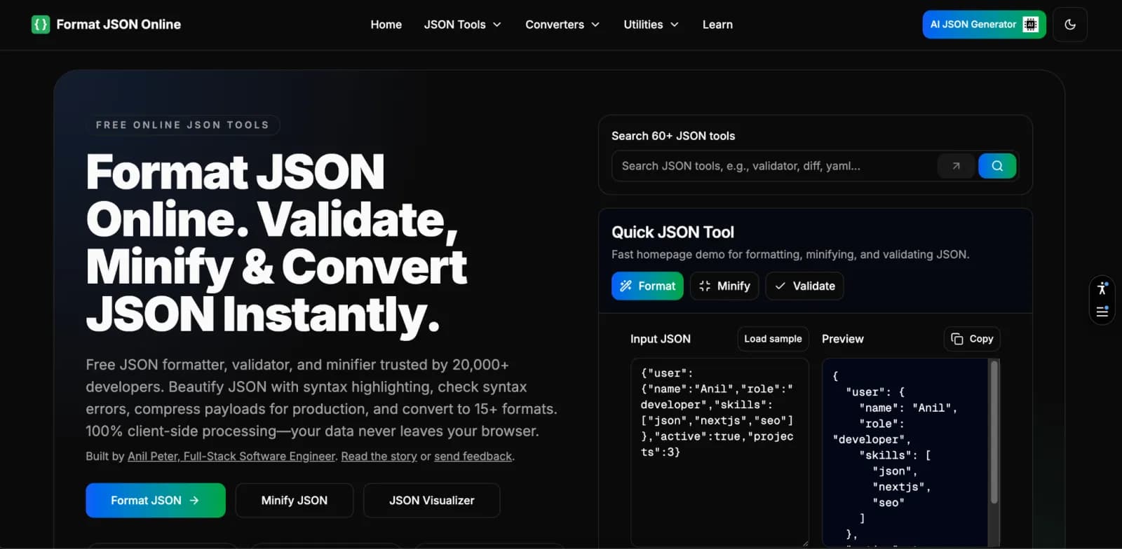 Format JSON Online preview 2