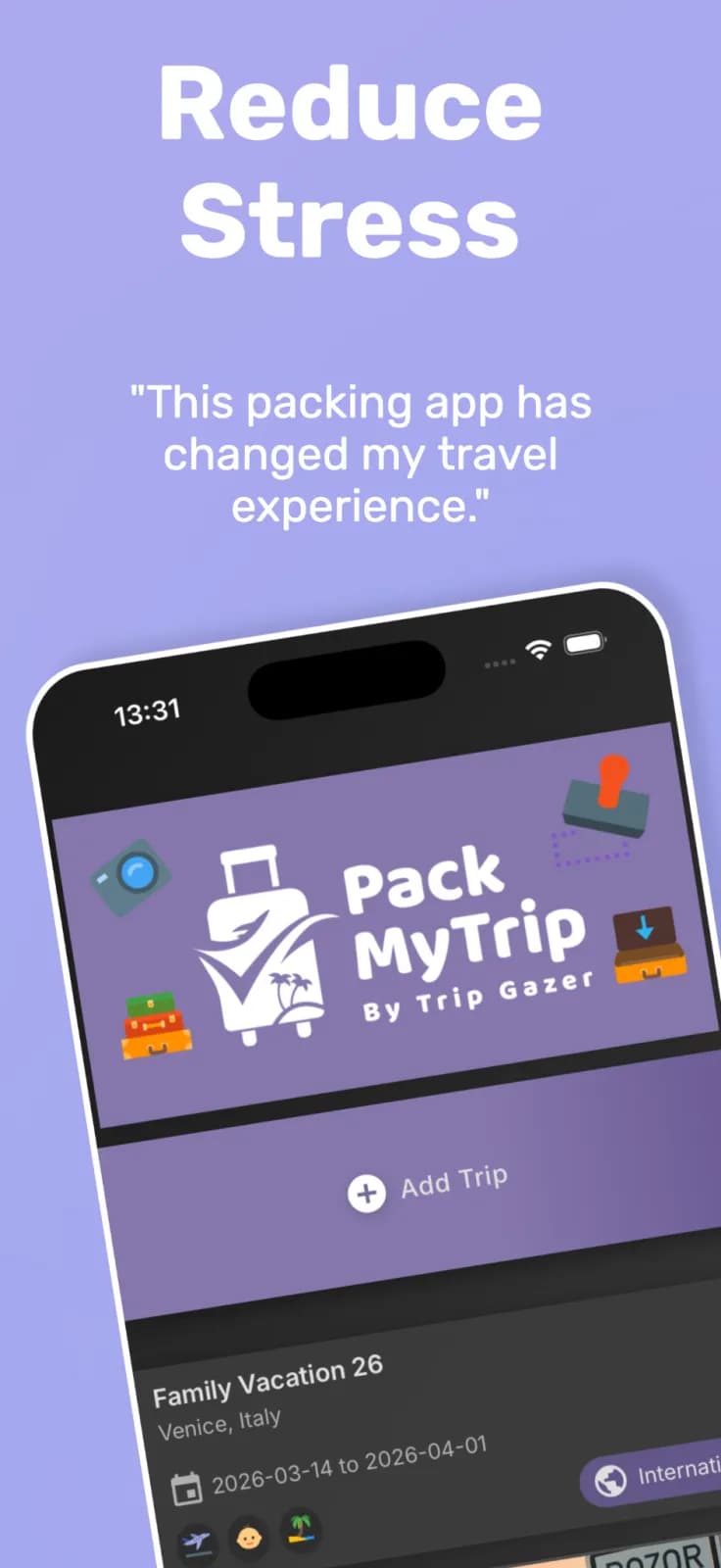 PackMyTrip Packing List App preview 1