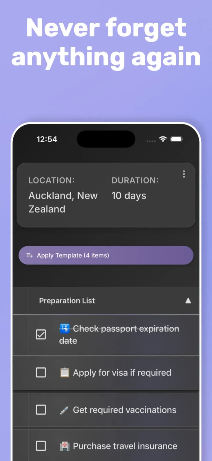 PackMyTrip Packing List App preview 2