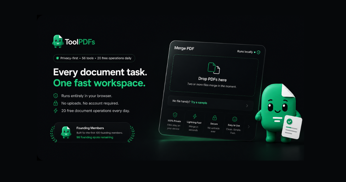 ToolPDFs. Every document task. One fast workspace. preview 1