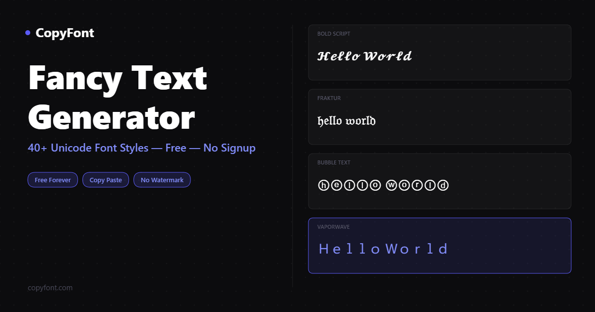 CopyFont, Fancy Text Generator: 40+ Font Styles to Copy preview 1