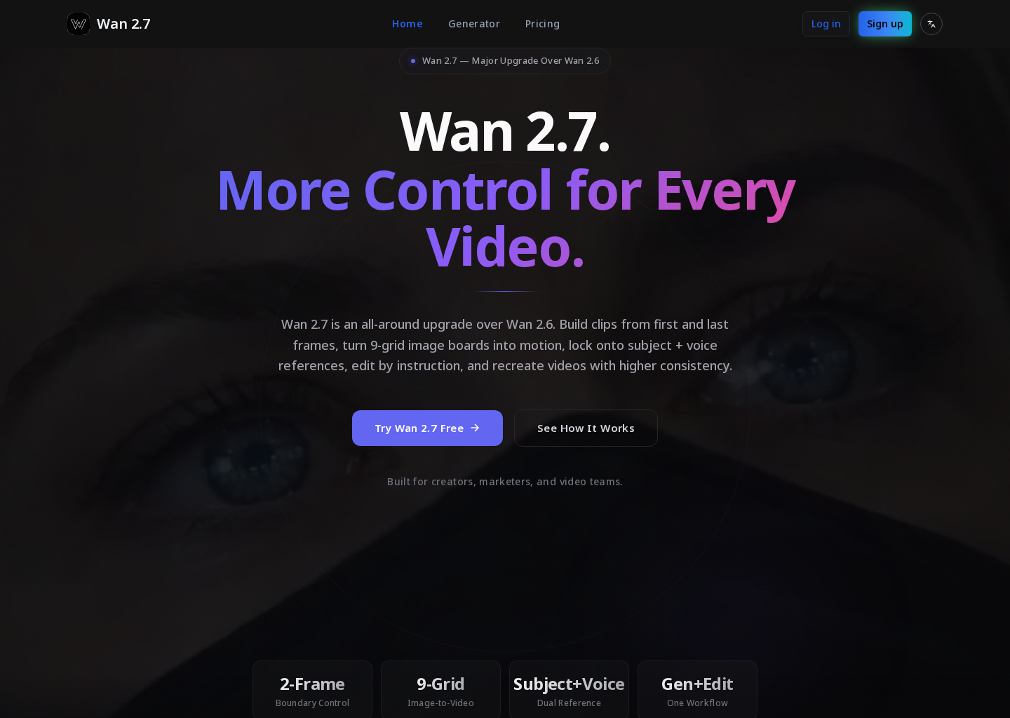 Wan 2.7 (wan2.7) — AI Video Ge preview 1