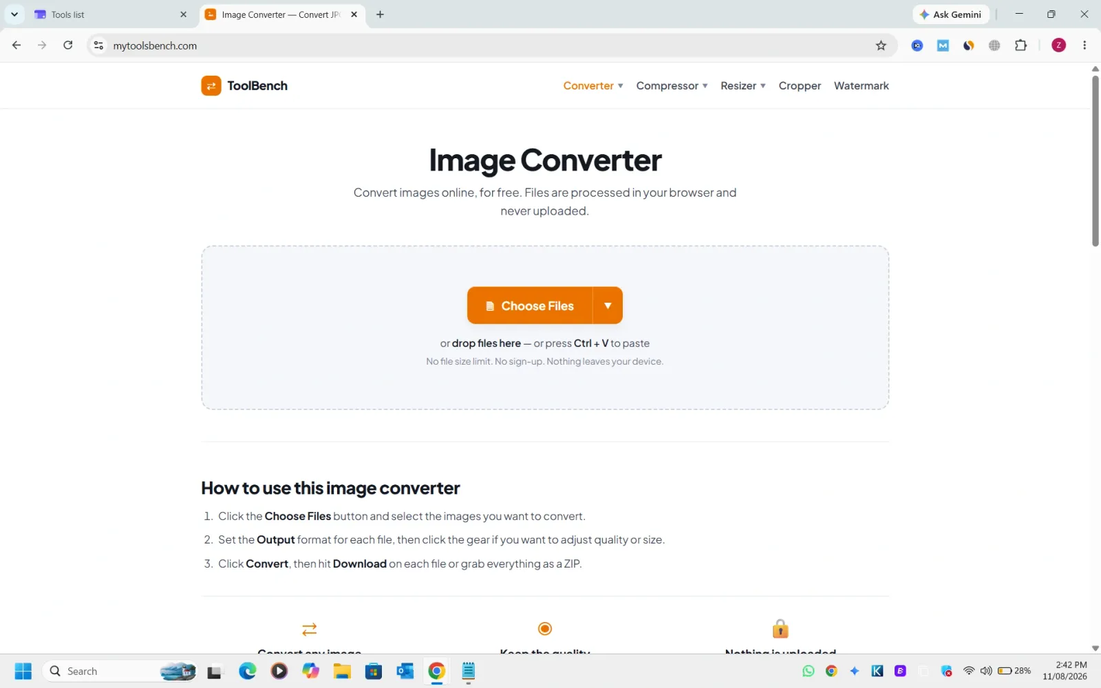 Image Converter — Convert JPG, PNG, WebP & AVIF Online Free preview 1