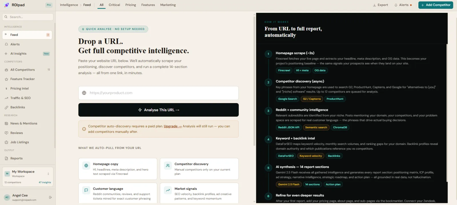 ROIpad | Competitive Positioning Intelligence preview 2
