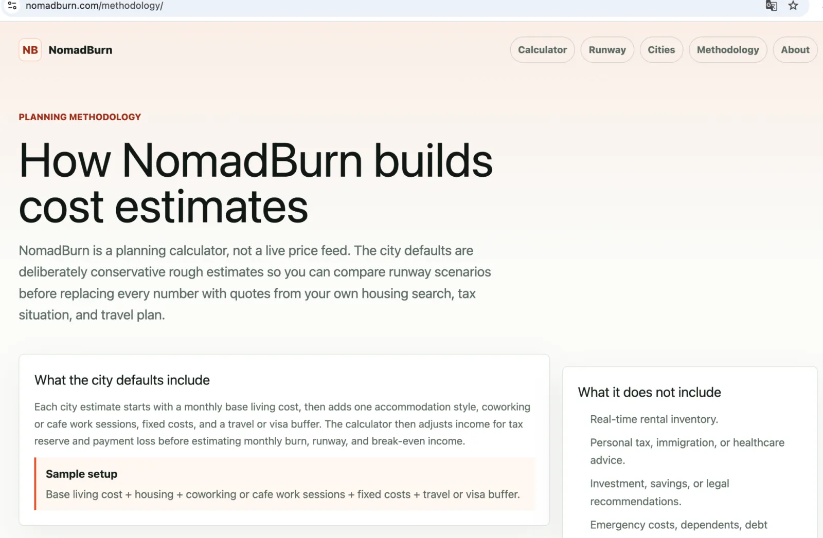 NomadBurn | Digital Nomad Burn Rate Calculator preview 4
